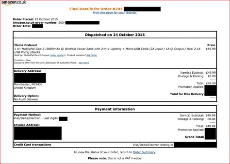 amazon billing statement for my account.